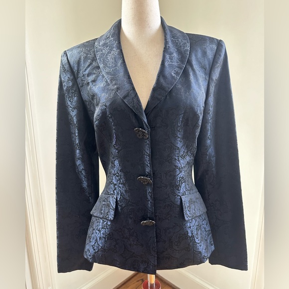 Pamela Dennis Jackets & Blazers - RARE VNTG DEADSTOCK PAMELA DENNIS Jacquard Tuxedo Collar Blazer w Flower Buttons